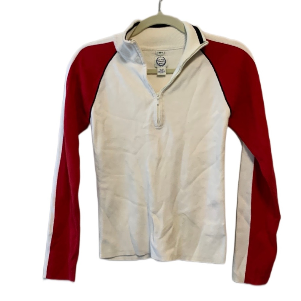 Vintage Polo Jeans Red Sleeve Zip Neck Long Sleeve Top